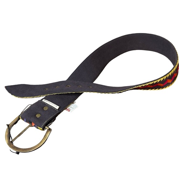 WYETH x Frida‎ Kahlo Embroidered Belt 30-34 Geometric Aztec Brass Buckle - Picture 3 of 5